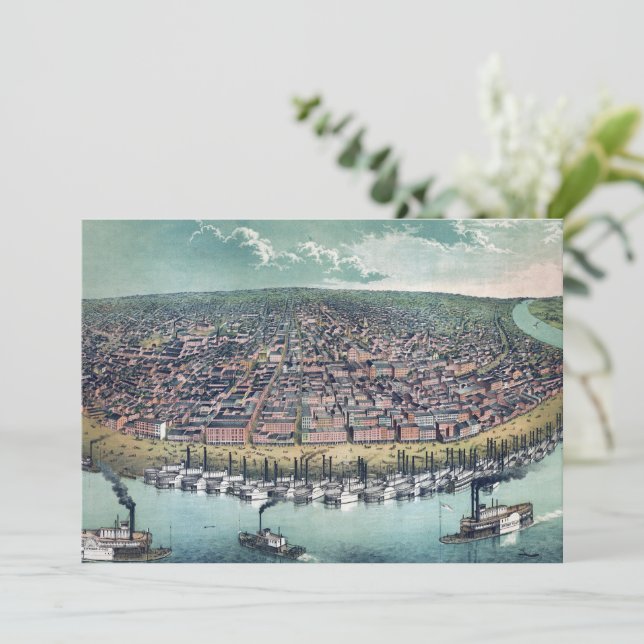 Antike Karte Saint Louis Missouri Mississippi Flus (Stehend Vorderseite)