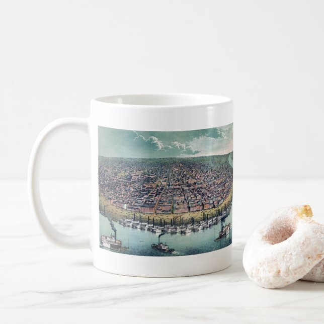 Antike Karte Saint Louis Missouri Mississippi Flus Kaffeetasse (Mit Donut)