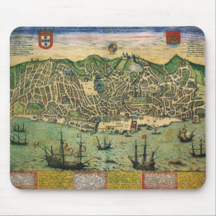 Antike Karte, Stadtplan von Lissabon, Portugal, 15 Mousepad