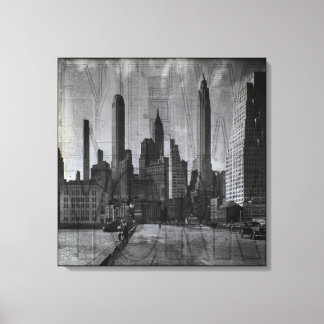 Antike Karte und Retro-Foto von New York City Leinwanddruck