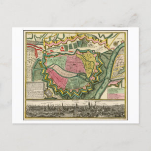 Antike Karte von 1730 von Gdansk, Polen,