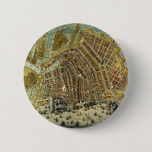 Antike Karte von Amsterdam, Holland aka Niederland Button