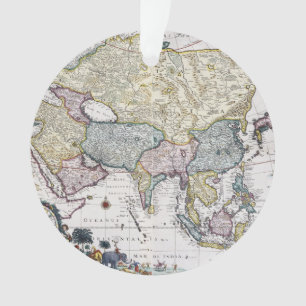Antike Karte von Asien 1696 Ornament