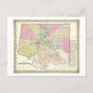 Antike Karte von Baltimore, Maryland, von 1856
