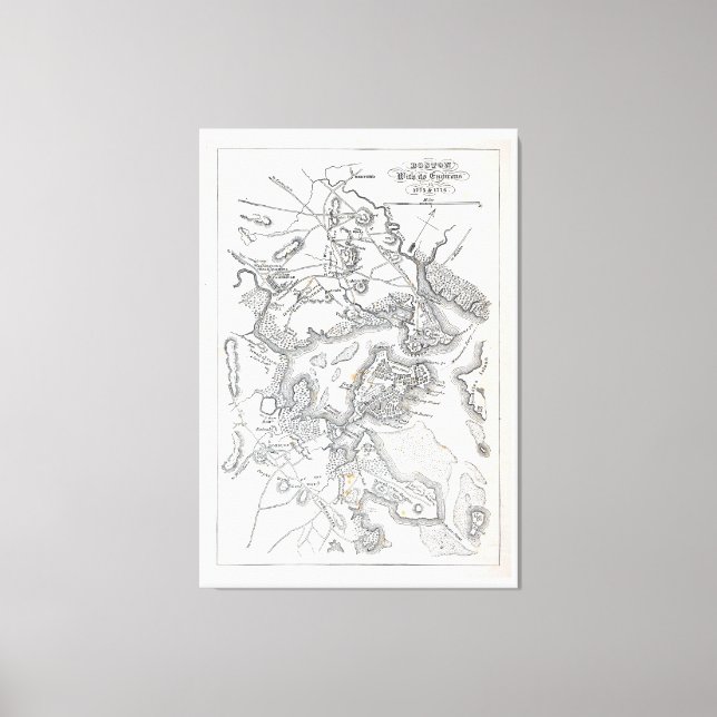 Antike Karte von Boston | 1775-1776 Leinwanddruck (Vorderseite)