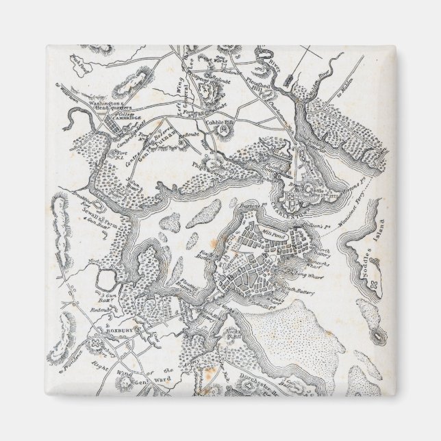 Antike Karte von Boston | 1775-1776 Magnet (Vorne)