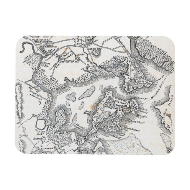 Antike Karte von Boston | 1775-1776 Magnet (Horizontal)