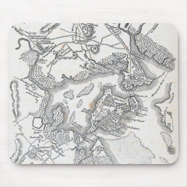 Antike Karte von Boston | 1775-1776 Mousepad (Vorne)