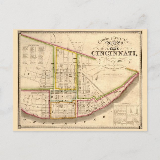 Antike Karte von Cincinnati Ohio (Vorderseite)