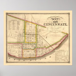 Antike Karte von Cincinnati Ohio Poster