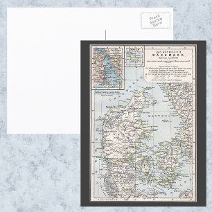 Antike Karte von Dänemark, Danmark auf Dänisch, 19