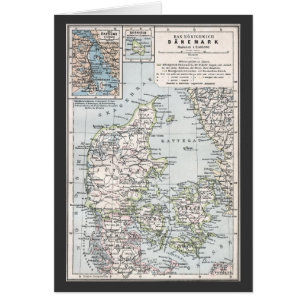 Antike Karte von Dänemark, Danmark auf Dänisch, 19