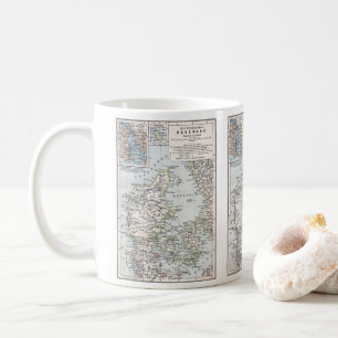 Antike Karte von Dänemark, Danmark auf Dänisch, 19 Tasse