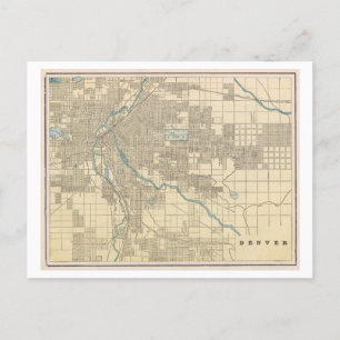 Antike Karte von Denver, Colorado aus dem Jahr 189