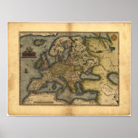 Antike Karte von Europa ORTELIUS ATLAS 1570 A.D.