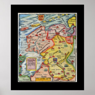 Antike Karte von Fiesland - Fryslân - Westfrieslan Poster