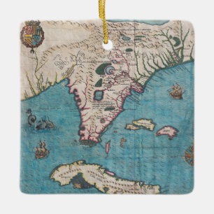 Antike Karte von Florida und von Kuba Keramikornament