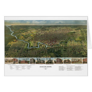 Antike Karte von Houston, Texas mit Buffalo River