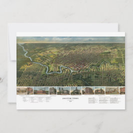 Antike Karte von Houston, Texas mit Fluss Buffalo