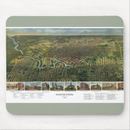 Antike Karte von Houston, Texas mit Fluss Buffalo Mousepad