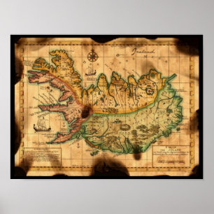 Antike Karte von Island Poster