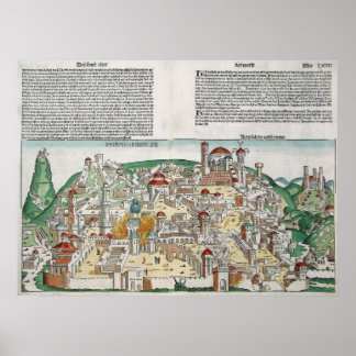 Antike Karte von Jerusalem Poster