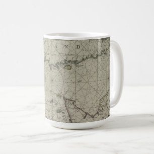 Antike Karte von Kanal, 1666 (Farbstich) Kaffeetasse
