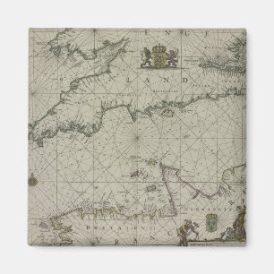 Antike Karte von Kanal, 1666 (Farbstich) Magnet