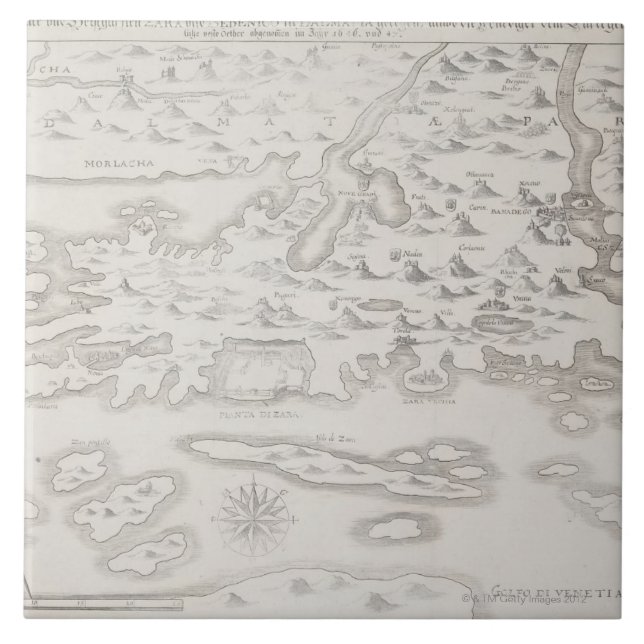 Antike Karte von Kroatien Fliese (Vorderseite)