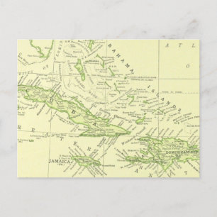 Antike Karte von Kuba, Karibikinseln und Bahamas