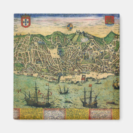 Antike Karte von Lissabon, Portugal, von Braun/Hog Magnet