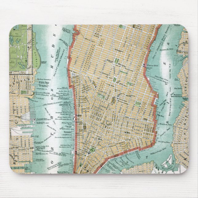 Antike Karte von Lower Manhattan und von Central Mousepad (Vorne)