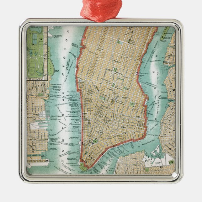 Antike Karte von Lower Manhattan und von Central Ornament Aus Metall (Vorne)