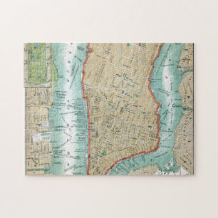 Antike Karte von Lower Manhattan und von Central Puzzle