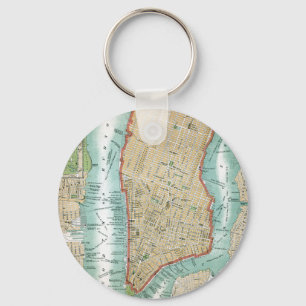 Antike Karte von Lower Manhattan und von Central Schlüsselanhänger