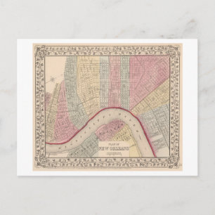 Antike Karte von New Orleans aus dem Jahr 1868