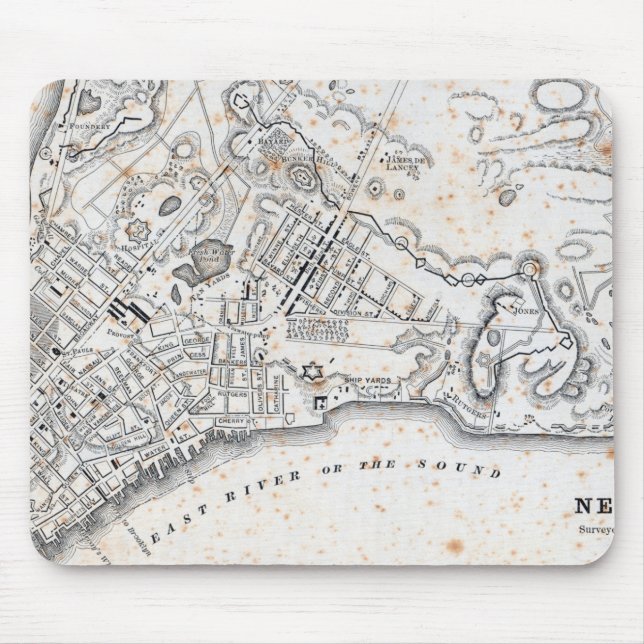 Antike Karte von New York Mousepad (Vorne)