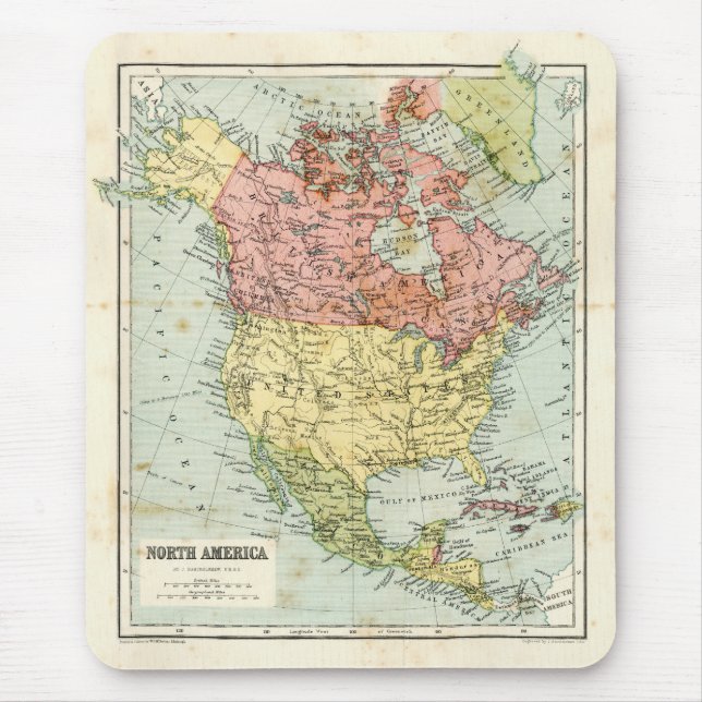 Antike Karte von Nordamerika Mousepad (Vorne)