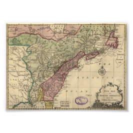 Antike Karte von Nordamerika, restauriert, 1763 Fotodruck