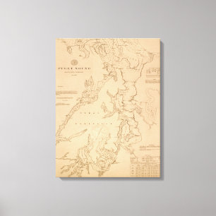 Antike Karte von Puget Sound Leinwanddruck