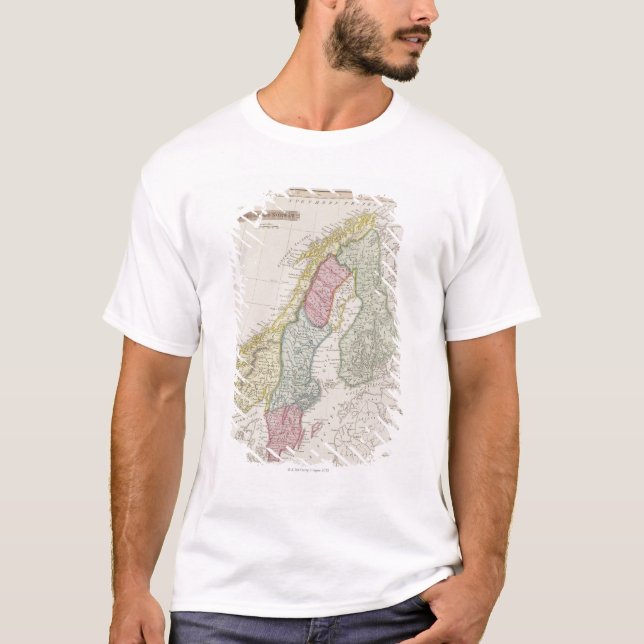 Antike Karte von Schweden T-Shirt (Vorderseite)