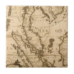 Antike Karte von Südostasien 1687 Fliese