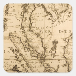 Antike Karte von Südostasien   1687 Quadratischer Aufkleber