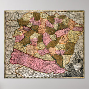 Antike Karte von Ungarn Poster