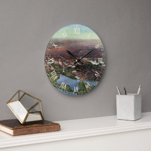 Antike Karte von Washington DC und dem Potomac Riv Große Wanduhr