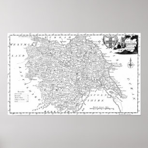 Antike Karte von Yorkshire Poster