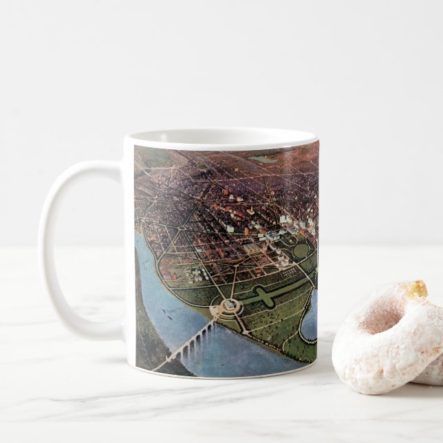 Antike Karte Washington DC und der Potomac River Kaffeetasse (Mit Donut)