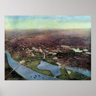Antike Karte Washington DC und der Potomac River Poster