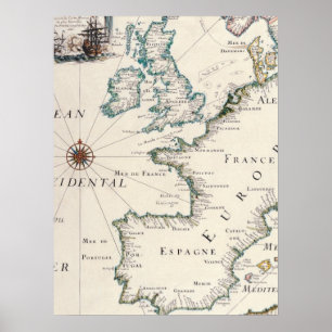 Antike Karten des WorldMap von EuropeMatthaus 11 Poster