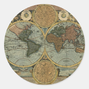 Antike Kartenserie Runder Aufkleber